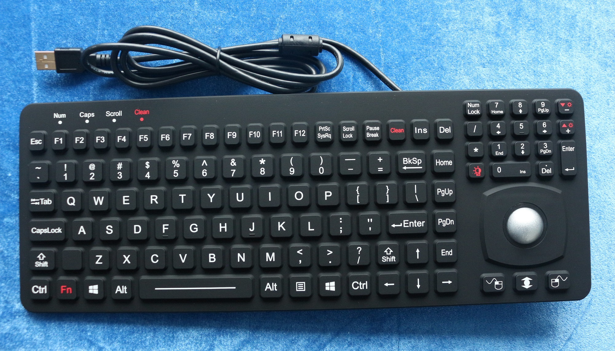Установленная панелью клавиатура трекбола USB PS2 клавиатуры силикона промышленная оптически с подсвеченным