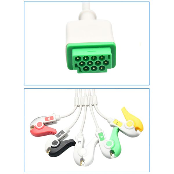Compatible with DASH PRO3000 ONE PIECE Series 11PIN 3.2m ECG Cable with IEC CLIP TPU and Leads Medical Consumables CE Certified