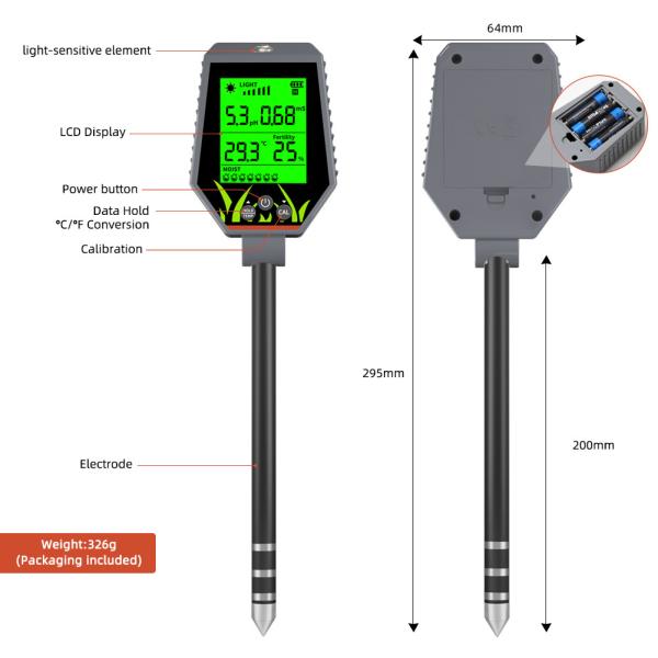6 - In - 1 Soil Tester Kit Moisture/pH/Fertility/Sunlight/EC/Temp Meter For Garden Farm Indoor Plants