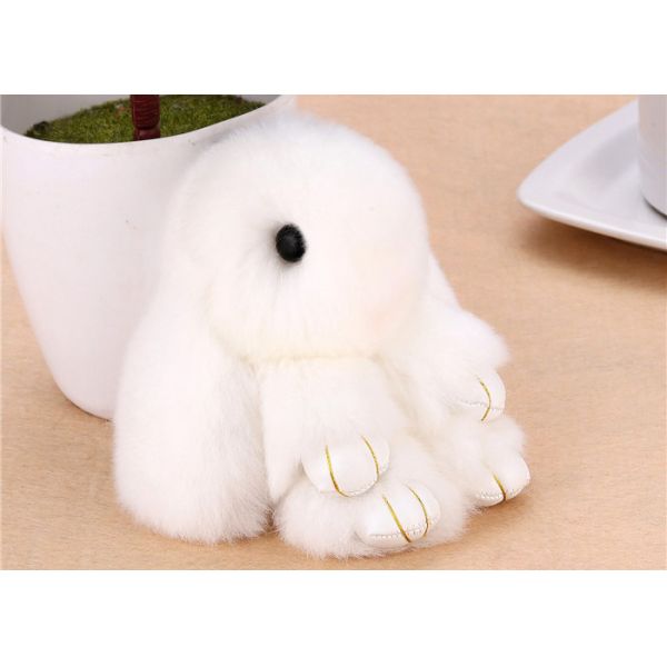 Форма темного серого реального плюша Кейчайн меха кролика милого животная для одежды