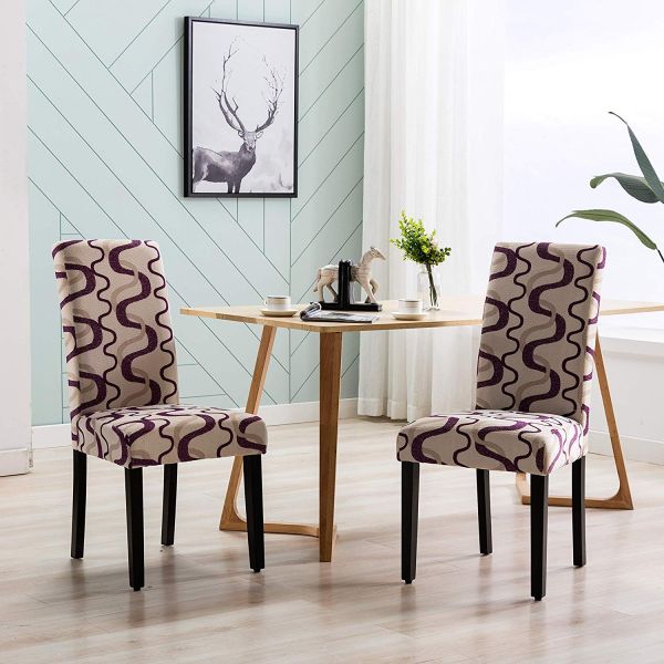 Fabric Tufted Parson Patterned Upholstered Dining Chairs , Modern Fabric Dining Chairs