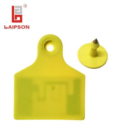 Etiqueta de orelha eletrônica da frequência ultraelevada de Laipson, cor amarela 50mm*32mm das etiquetas de identificação do gado