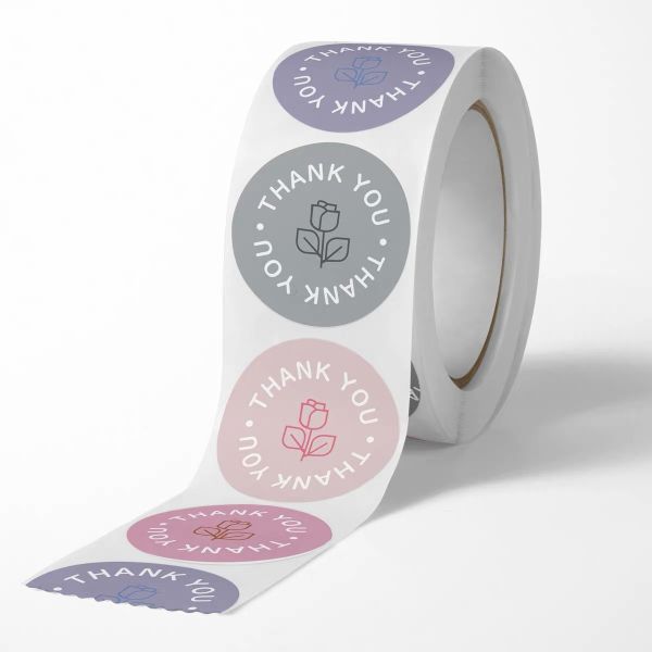 Wholesale Logo Paper Labels Round Thank You Stickers Seal Sticker Waterproof Cute Large Packaging Label Roll