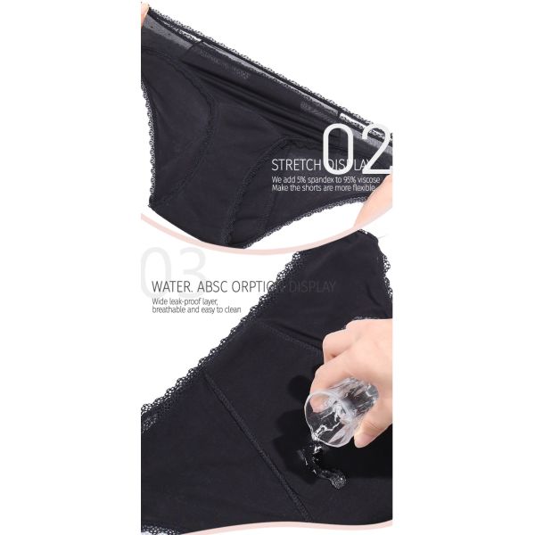 Leak Proof Bamboo Girl Period Panties Underwear Transparent Sexy Lace Viscose Briefs