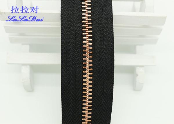 Handbags 32 Inch Rose Gold Zipper , Heavy Duty Zipper By The Yard Black / Brown Polyester Tape