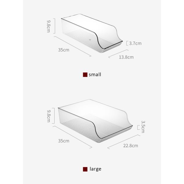 Transparent Fridge Organiser Boxes 37x11cm Plastic Kitchen Organizer