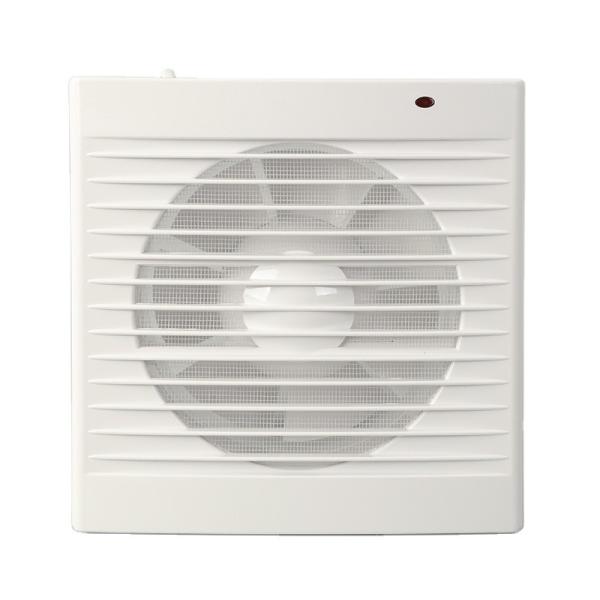 Ventilador de extração de ar axial montado na parede do banheiro em branco/preto