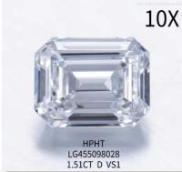 1.51 Ct VG Lab Grown Emerald Cut Diamond HPHT D Color VS1 Diamond
