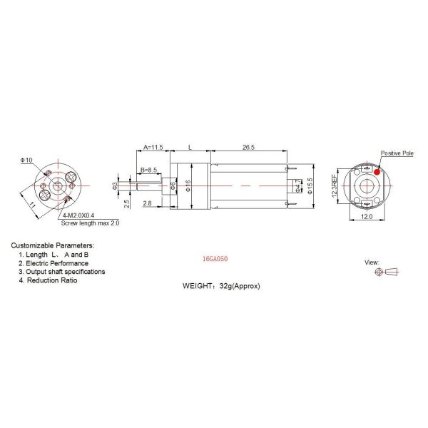Smart Robot Micro Metal Gearmotor / 16mm Small Brushed DC Motor 3v 6v 12v