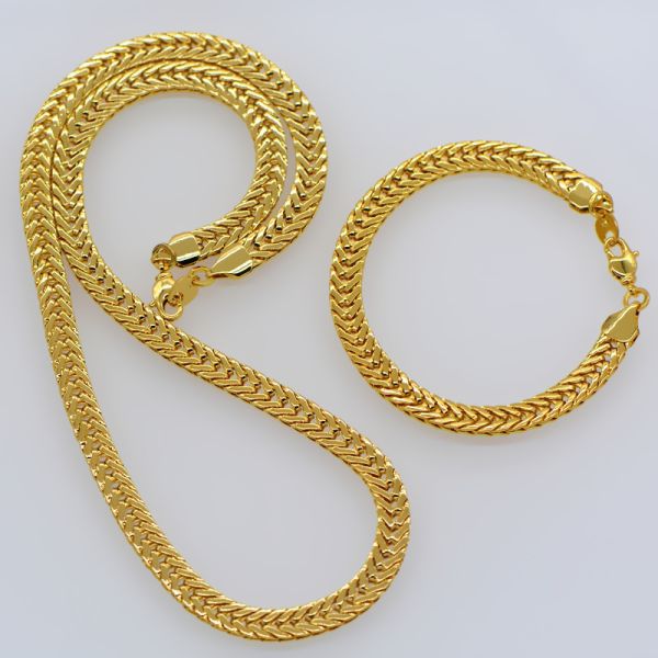 Korean Fishbone chain New Trendy Suitable for men and women Jewelry 18K Real Gold Plated