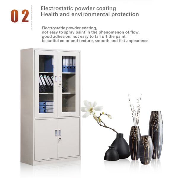 Adjustable Height Hospital Medical Display Cabinet Two Glass Doors With Lock