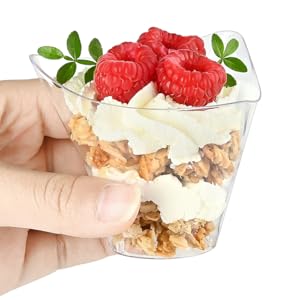 Plastic Dessert Cups With Spoons, Irregular Triangular Mini Dessert Bowls For Party Trifle, Yogurt Parfait, Pudding, Appetizers