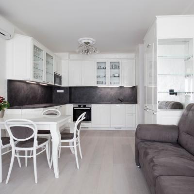 European Style Raised Panel Solid Wood Shaker Cabinets White Flat Pack