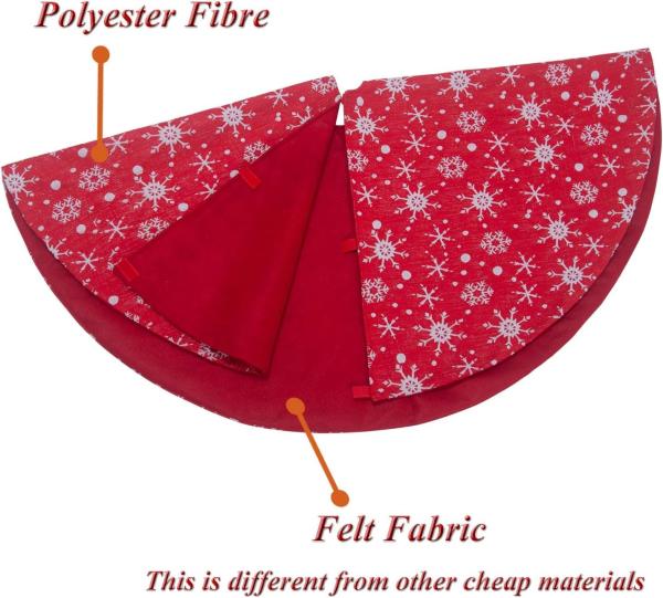 32 Inches Small Christmas Tree Skirt Double Layers Red and White Snow Carpet for Party Holiday Decorations Xmas Ornament