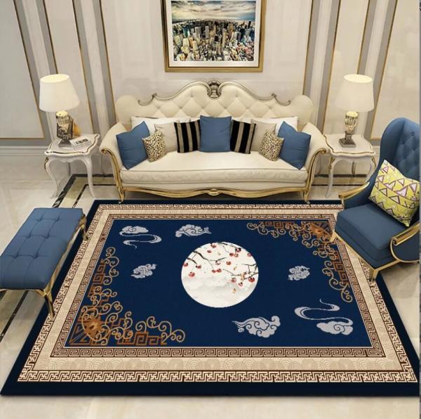 Chinese Style Ancient Classic Crystal Velvet Floor Carpets For Sofa Living Room