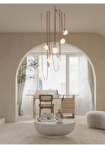 Minimalist Duplex Floor Wabi Sabi Style Designer Villa Belt Living Room Dining Room linear pendant lighting(WH-AP-560）