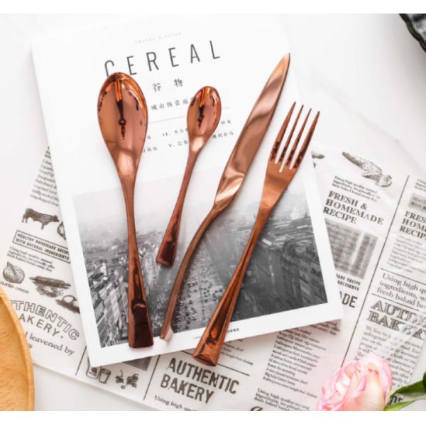 Elegant Design Stainless Steel Rose Gold Cutlery/Wedding Flatware/Colorful Knife Fork