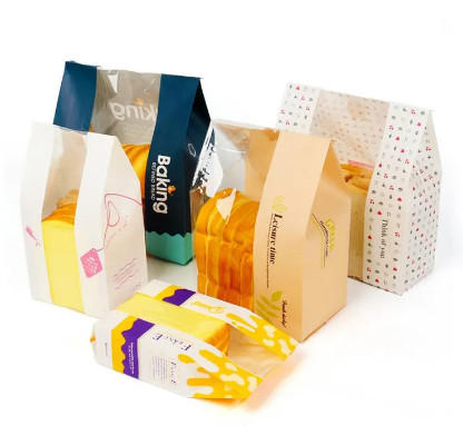 Sacs à pain en papier kraft anti-huile en plastique étanches à l'eau Sacs à pâte en papier sur mesure