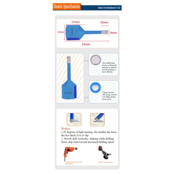 Fast Speed 8mm Vacuum Brazed Diamond Blades For Drilling Ceramic
