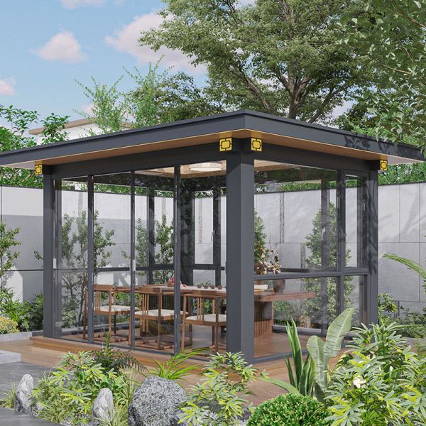 Louver en alliage d'aluminium de type métallique tournant gazebo de salon pour la protection solaire de la cour et du jardin