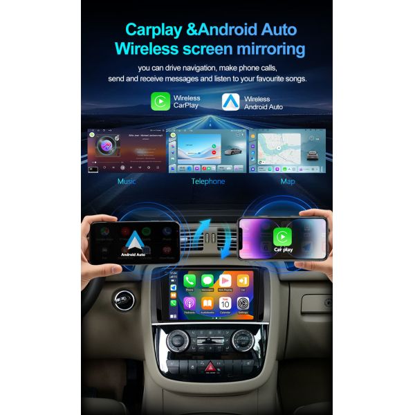 9Inch 7865 Navigation Screen Android Car Stereo with Android Auto and Carplay for BENZ SCLASS(W220) 1998-2006
