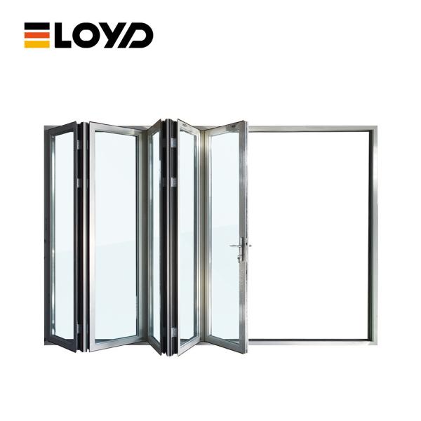 Impacto Alumínio Patio Portas de vidro Exterior Bifold Dobragem totalmente vidrado