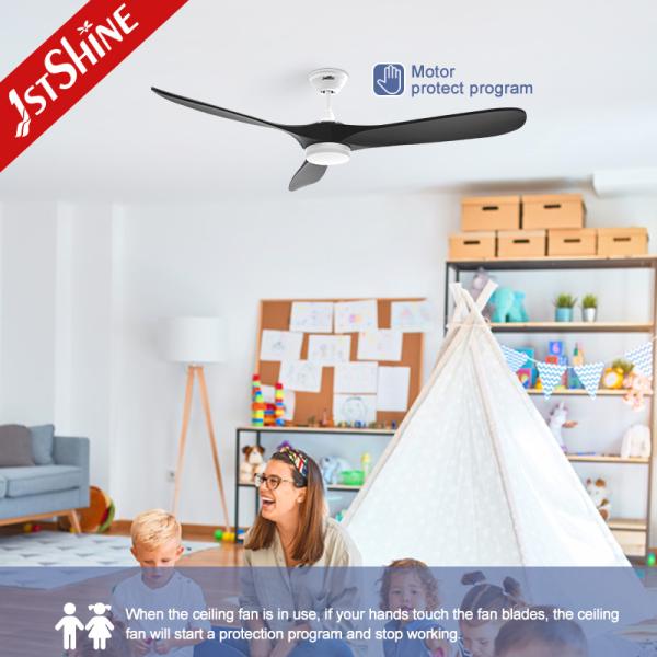 Ventilador de teto LED com luz LED negro de madeira maciça