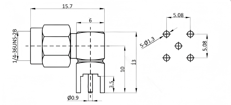 RF Connector RPSMA-JWE Right Angel Antenna Socket PCB Reverse Polarity Connector
