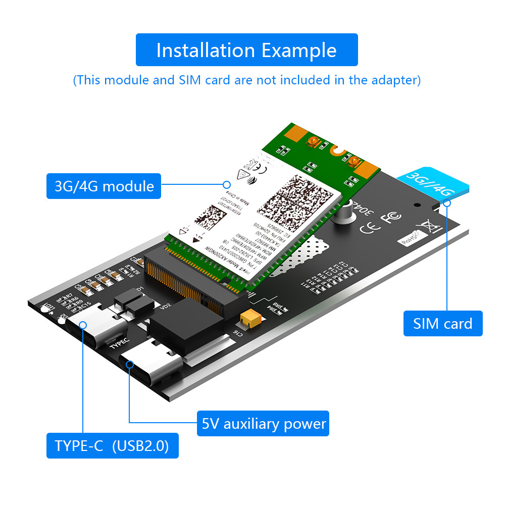 nVME NGFF M.2 b ключ к USB 2.0 тип C адаптер OEM