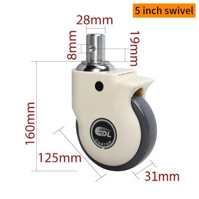 5 Inch Medical Caster Wheels TPU Tread 130kg Load Capacity