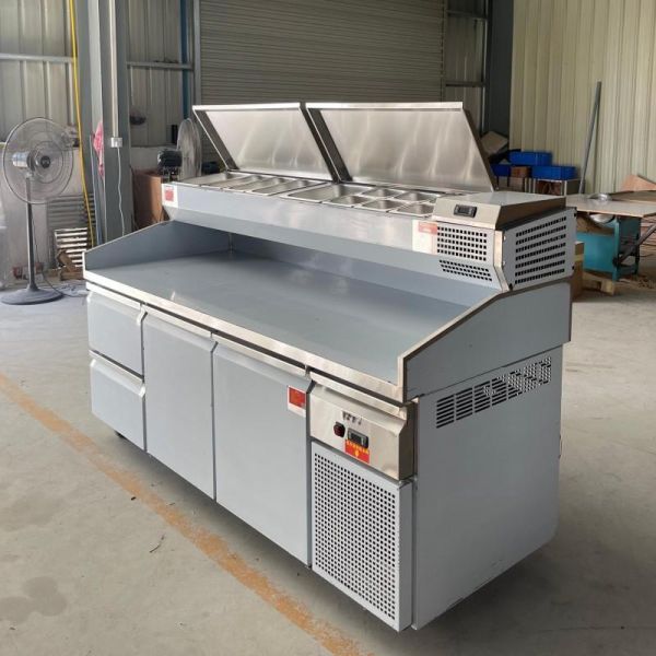 Kitchen Under Counter Pizza Prep Table Refrigerator SS304 for Salad Sandwich