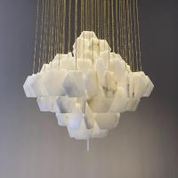 Lámpara de techo de mármol de forma hexagonal Blanco Lámpara de colgante moderna 3000K