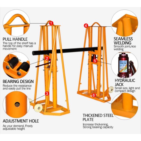 5 6 8 10 12T Steel Frame Hydraulic Cable Drum Lifting Jack