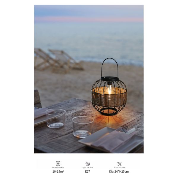 Waterproof Rattan Garden Lanterns , Outdoor Rattan Solar Lights For Balcony Decoration