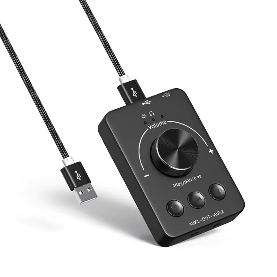 Sound Controller USB Computer Speaker Volume Control Knob Adjustment  Bluetooth 5.1 With Play Pause Skip Mute 3 Modes