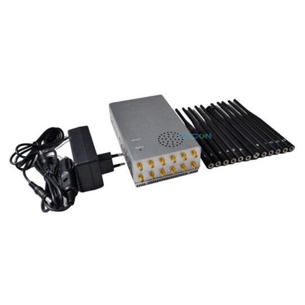 Portable Signal Jammer with 12 Channels 10000mAh Battery and 2-20m Shielding Radius for GPS WiFi and 4G