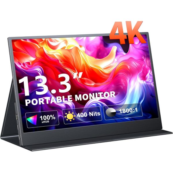4K 13.3 UHD IPS Portable Laptop Monitor Dual USB C HDMI Computer Gaming Display