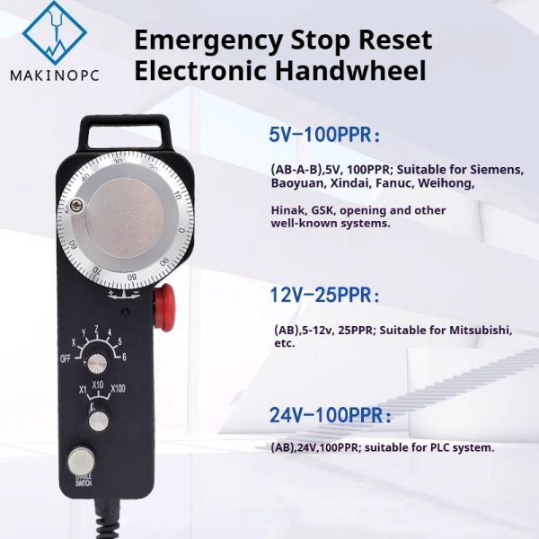 Fanuc New Generation 6 Axis Electronic Handwheel with Emergency Stop Reset MPG Pendant Pulse Generator for CNC Machine System