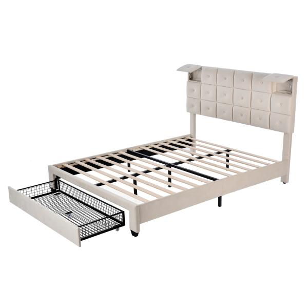 Nordic style solid dry strong wood frame upholstered bed big drawer storage function Queen bed king bed for Bedroom