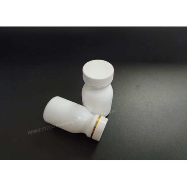 Présentation d'une élégante bouteille de médicament en plastique avec ordonnance, 50 ml, bague décorative dorée