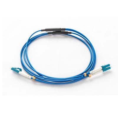 2m PVC Armored Fiber Patch Cord LC UPC To LC UPC Single Mode Duplex Blue