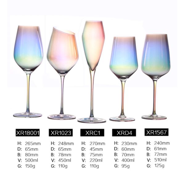 Гальванизировать бокал радуги, прозрачный бургундский набор графинчика бокала