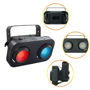 200W RGB 2IN1 DMX COB Par 2x100W 2 Eyes LED Audience Blinder Light 2 Eyes Warm Cool White Audience Cob Light for Wedding Bars