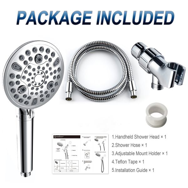 Brass High Pressure Rain Shower With A Stone Filtered 10 Spray Water Function Adjustable Hand Held Shower Head