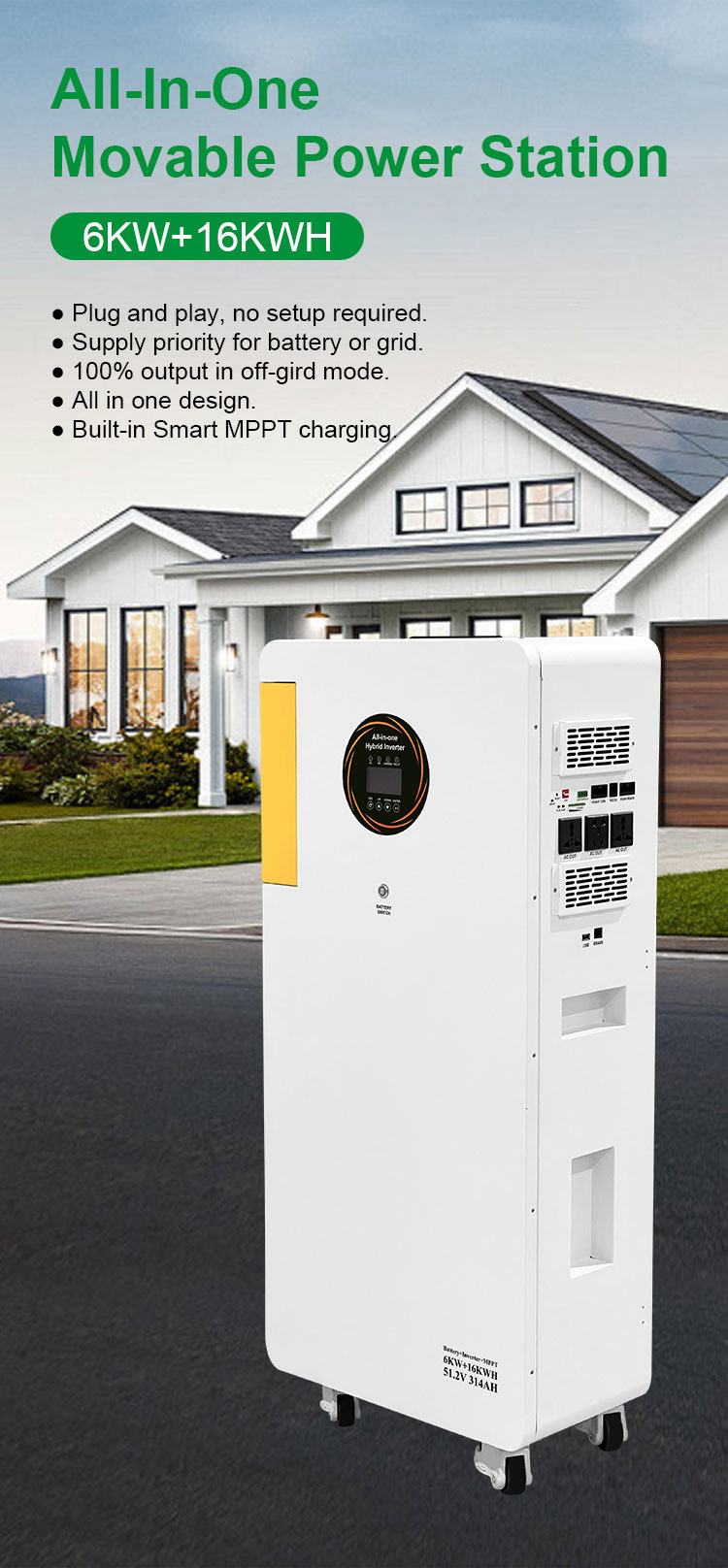 All-in-one hybrid solar storage station, ideal off-grid backup power for villa and resort outdoor lighting usage
