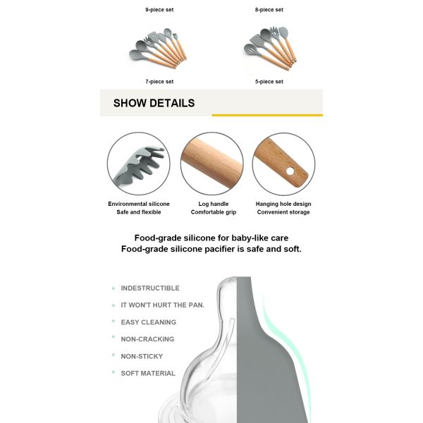 не шпатель силикона ручки 13Pcs установил с деревянной ручкой
