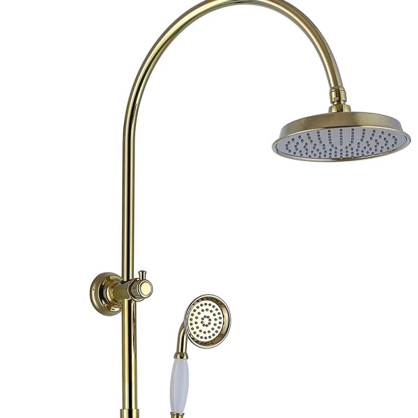 Antique Brass Bathroom Shower Faucet Set with Metered Faucets and Rainfall Shower Head