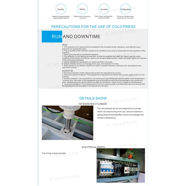 Machine de pressage à froid à porte en bois à faisceau hydraulique automatique