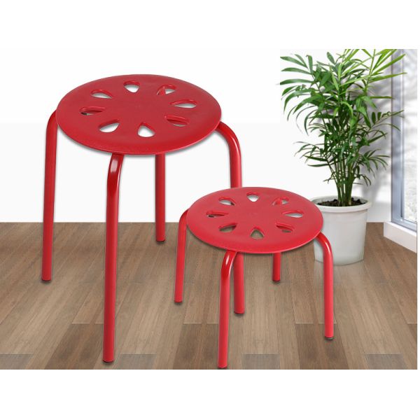 Outdoor Furniture White Plastic Stool Chair for Adults and Kids Space-Saving Design