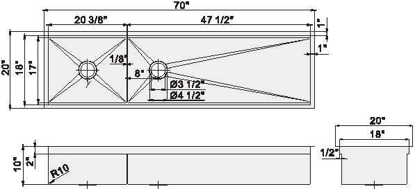 Нержавеющая сталь одиночного шара роскошная тонет изготовленные на заказ дюймы кухонной раковины размера 70 кс 20 почищенной щеткой